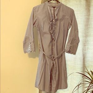 GAP navy/white pinstriped dress with ruffles